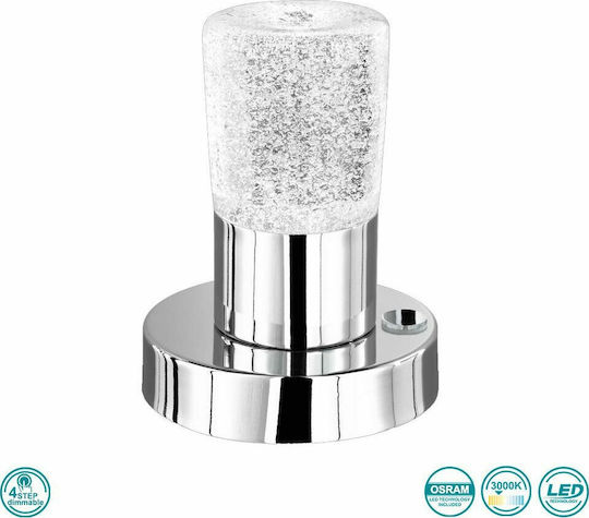 Trio Lighting Cristo Metal Table Lamp LED with Transparent Shade and Silver Base