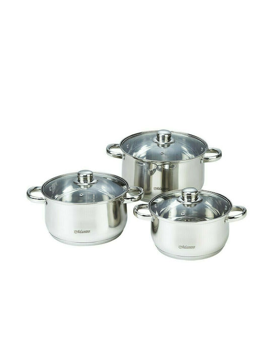 Maestro Pots Set of Stainless Steel with No Coating Silver 3pcs