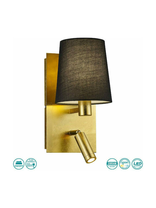 Trio Lighting Marriot Modern Wall Lamp with Socket E27 Gold Width 14cm