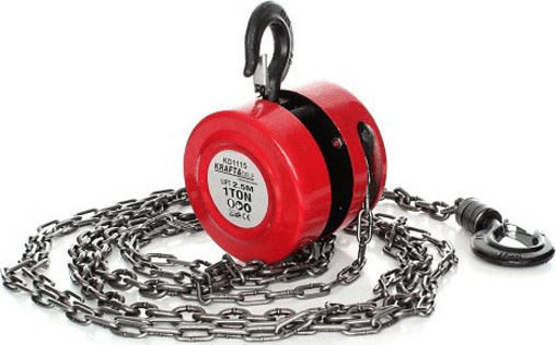 Kraft & Dele Chain Hoist 1T with Chain 2.5 m for Weight Load up to 1t Red