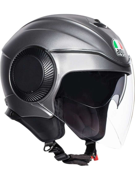 AGV Orbyt Solid Matt Grey Κράνος Μηχανής Jet 1280gr με Sunvisor