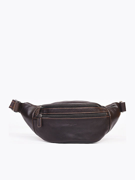 Hexagona Men's Leather Waist Bag Brown 24404-04