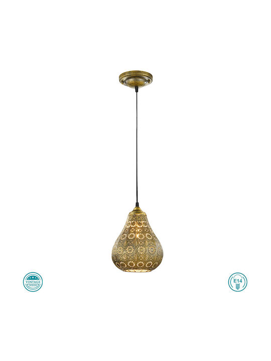 Trio Lighting Jasmin Pendant Light Single-Light for Socket E14, E.14 Bronze