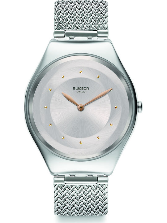 Swatch Skinsand Γυναικείο Ρολόι 38mm Μπαταρίας με Ασημί Μεταλλικό Μπρασελέ