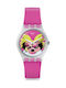 Swatch Pinkapippa Uhr mit Fuchsie Kautschukarmband