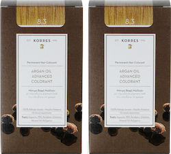 Korres Argan Oil Advanced Colorant Set Haarfarbe kein Ammoniak 8.3 Blond Open / Honey 2x50ml
