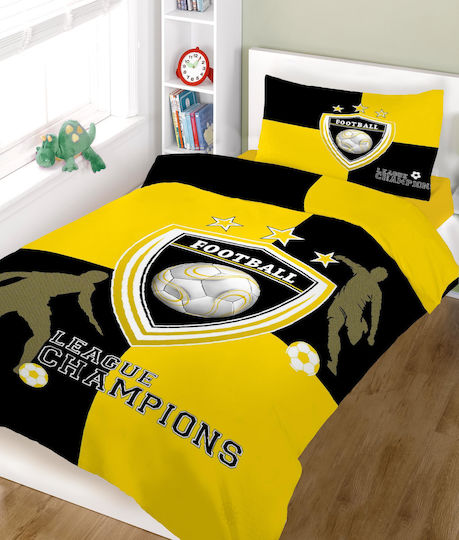 Le Blanc Комплект чаршафи Единично от Памук и Полиестер Champions League Жълт 160x240см 3бр