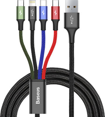 Baseus Rapid Series Braided USB to Lightning / Type-C / micro USB Cable 3.5A Πολύχρωμο 1.2m (CA1T4-B01)