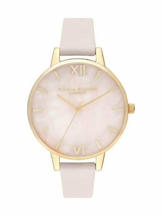 Olivia Burton Semi Precious Γυναικείο Ρολόι 34mm Μπαταρίας με Ροζ Δερμάτινο Λουράκι