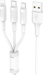 Hoco X25 Soarer Regular USB to Lightning / Type-C / micro USB 1m 2A Cable White