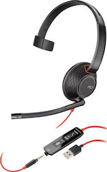 Plantronics Blackwire C5210 USB Auf dem Ohr Multimedia-Headsets mit Mikrofon und Verbindung 3,5 mm Klinke / USB-A in Schwarz Farbe