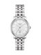 Tissot T-Classic Carson Γυναικείο Ρολόι 30mm Αυτόματο με Ασημί Μεταλλικό Μπρασελέ