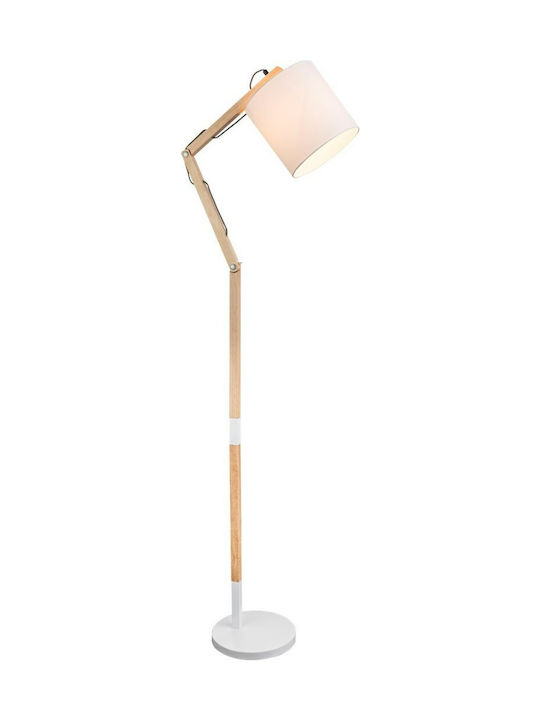 Globo Lighting Mattis Oglindă vintage Lampa de podea Î172xL25cm. cu Soclu pentru Bec E27 Alb