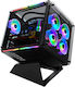 Azza 802 Gaming Cube Computer Case with Window Panel and RGB Lighting Black
