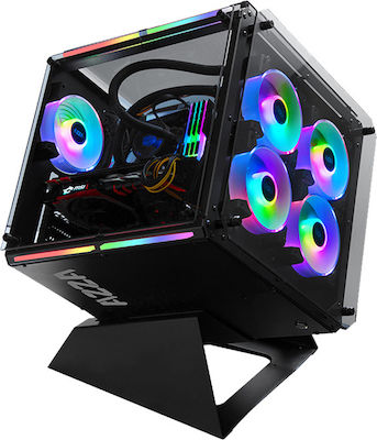 Azza 802 Gaming Cube Computer Case with Window Panel and RGB Lighting Black