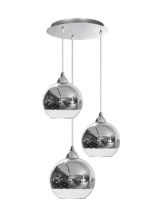 Nowodvorski Globe III Pendant Light Three-Light for Socket E27 Silver