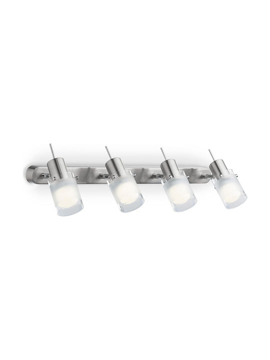 Ideal Lux Elis Ap4 Spot with 4 Lights and with Socket E14 in Silver Color