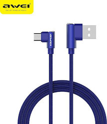 Awei CL-56 Winkel (90°) / Geflochten USB 2.0 auf Micro-USB-Kabel Blau 1.2m 1Stück