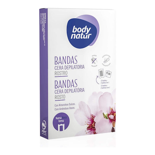Body Natur Hair Removal Ταινίες Αποτρίχωσης για το Πρόσωπο για Ευαίσθητες Επιδερμίδες 12τμχ