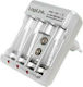 LogiLink Încărcător 4 Baterii Ni-Cd/Ni-MH Dimensiune AA/AAA/9V în culoarea Alb