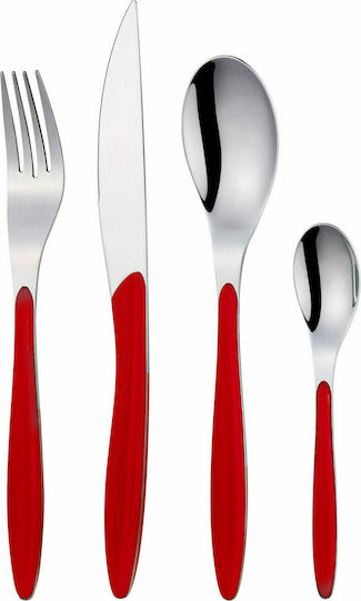 Cryspo Trio Hoop Besteckset Edelstahl Red 24Stück