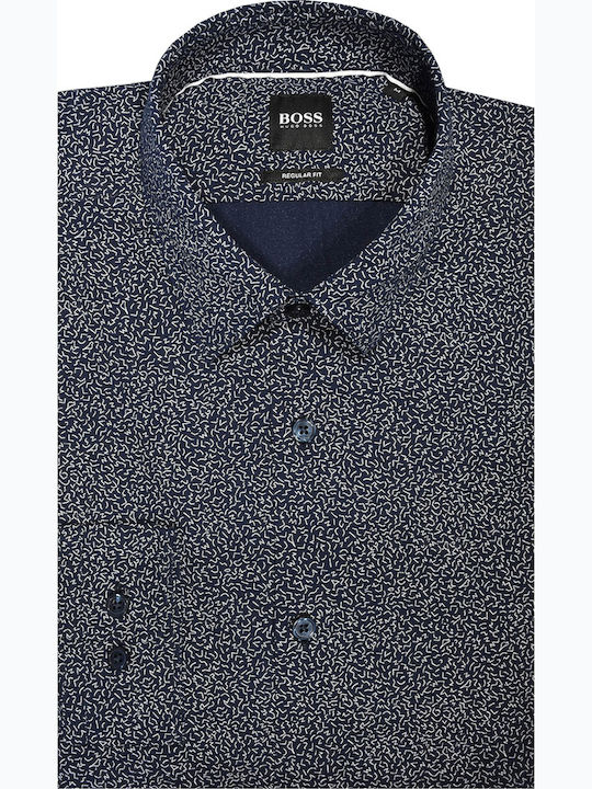 Hugo Boss Men's Shirt Long Sleeve Cotton Navy Blue