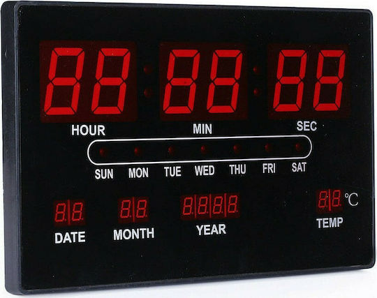 HB315 Wanduhr Digital Kunststoff Schwarz 33x20cm