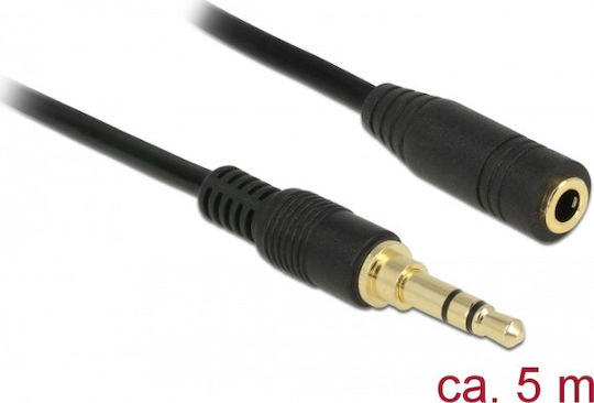 DeLock Καλώδιο Ήχου 3.5mm male - 3.5mm female Μαύρο 5m με Επίχρυσους Ακροδέκτες 85590