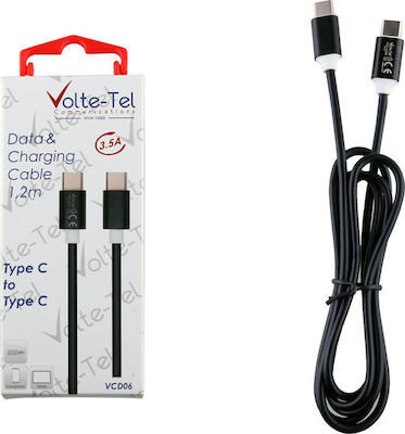 Volte-Tel Regular USB 3.1 Cable USB-C male - USB-C male Μαύρο 1.2m (8178856)