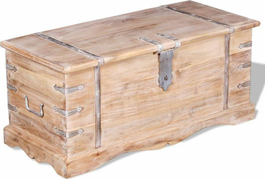 vidaXL Wooden Decorative Trunk Beige 90x40x40cm