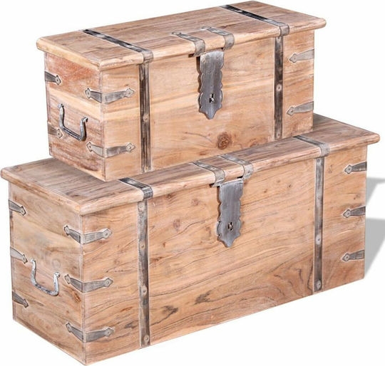 vidaXL Wooden Decorative Trunks Set Beige 2pcs