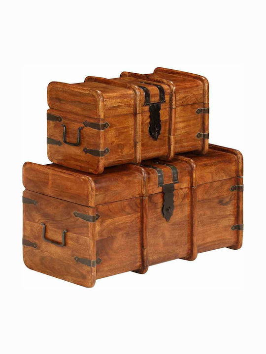 vidaXL Set de cufere decorative Din lemn Maro 2buc