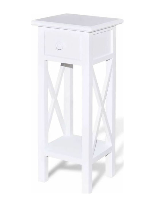 Square Solid Wood Side Table White L27xW27xH65.5cm