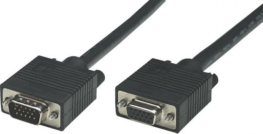 Manhattan Кабел VGA мъжки - VGA женски Черен 3м (390644)