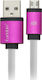 Earldom Flat USB 2.0 to micro USB Cable Λευκό/Ροζ 1m