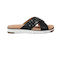 Studded Bling Δερμάτινα Γυναικεία Ανατομικά Σανδάλια Flatforms Μαύρα