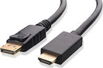 Powertech Cable DisplayPort male - HDMI male 2m Black (CAB-DP027)