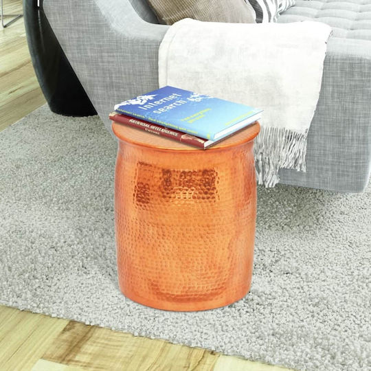 Hocker Für das Wohnzimmer Metall Hammered Orange 36x36x42cm