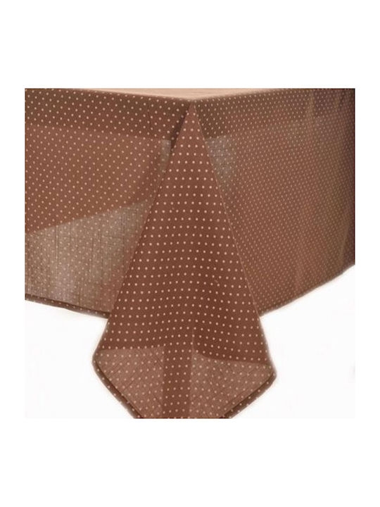 Silk Fashion Tablecloth Πουά Brown 140x140cm