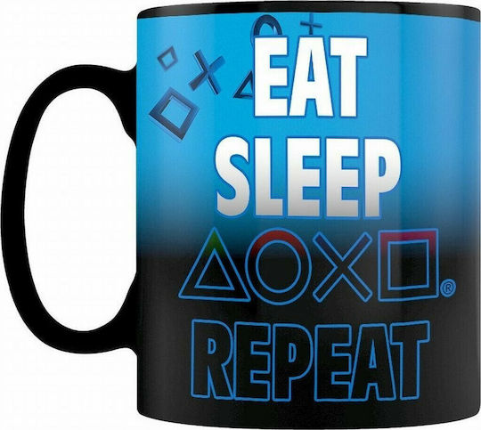 GB eye Playstation - Eat Sleep Repeat Heat Change Cană Ceramică Albastră 320ml