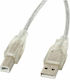 Lanberg 1.8m USB 2.0 Cable A-Male to B-Male Transparent (CA-USBA-12CC-0018-TR)