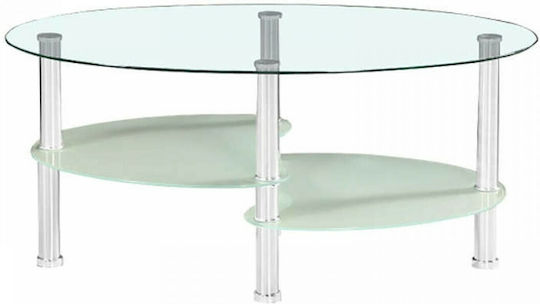 Oval Coffee Table Milan Glass Transparent L90xW55xH40cm.