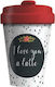 Chic Mic Love You Latte Cană Bambus cu Capac Albă 400ml 1buc