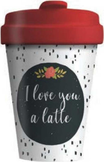 Chic Mic Love You Latte Cană Bambus cu Capac Albă 400ml