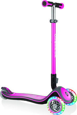 Globber Kids Scooter Foldable Elite Deluxe Lights 3-Wheel for 3+ Years Pink