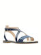 Clarks Bay Rosie Leder Damen Flache Sandalen Anatomisch mit Riemen in Marineblau Farbe