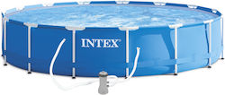 Intex Schwimmbecken Rund mit Metallic-Rahmen Blau Intex Schwimmbecken Rund mit Metallic-Rahmen Blau