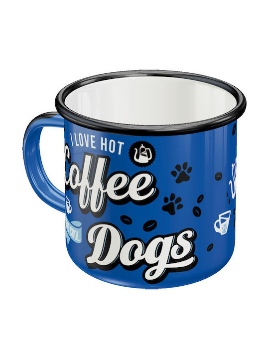 Nostalgic Art PfotenSchild - Hot Coffee & Cool Dogs Κούπα Εμαγιέ Μπλε 360ml