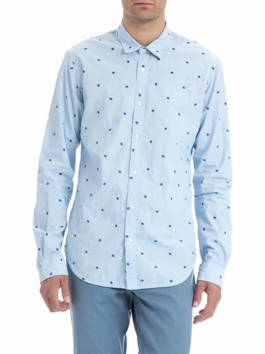 Scotch & Soda Men's Shirt Long Sleeve Polka Dot Light Blue 136349-0217