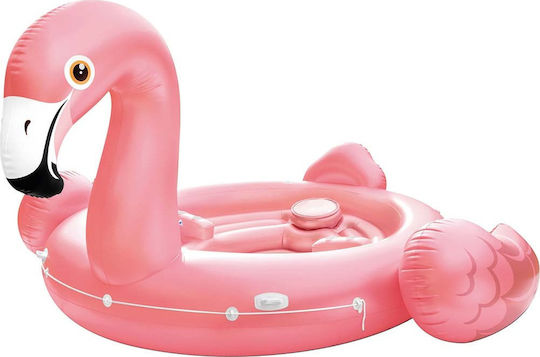 Intex Party Island Φουσκωτό Ride On Θαλάσσης Flamingo με Χειρολαβές Ροζ 422x373cm